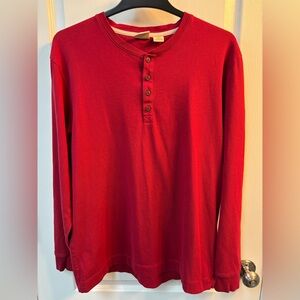 Jos. A. Bank Red Long Sleeve Henley Shirt Size Large Classic Traditional Fit